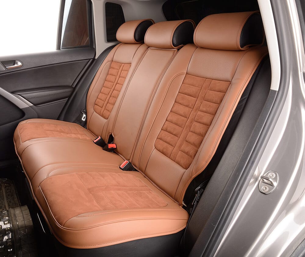 Brown leather back seat of cars