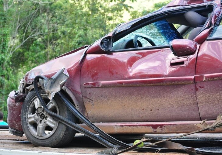 An image of a car totaled in a car accident
